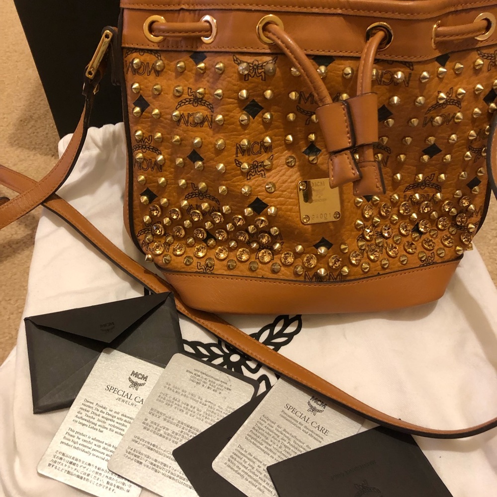 MCM Studded Visetos Mini Bucket Bag **RARE** - Picture 8 of 8